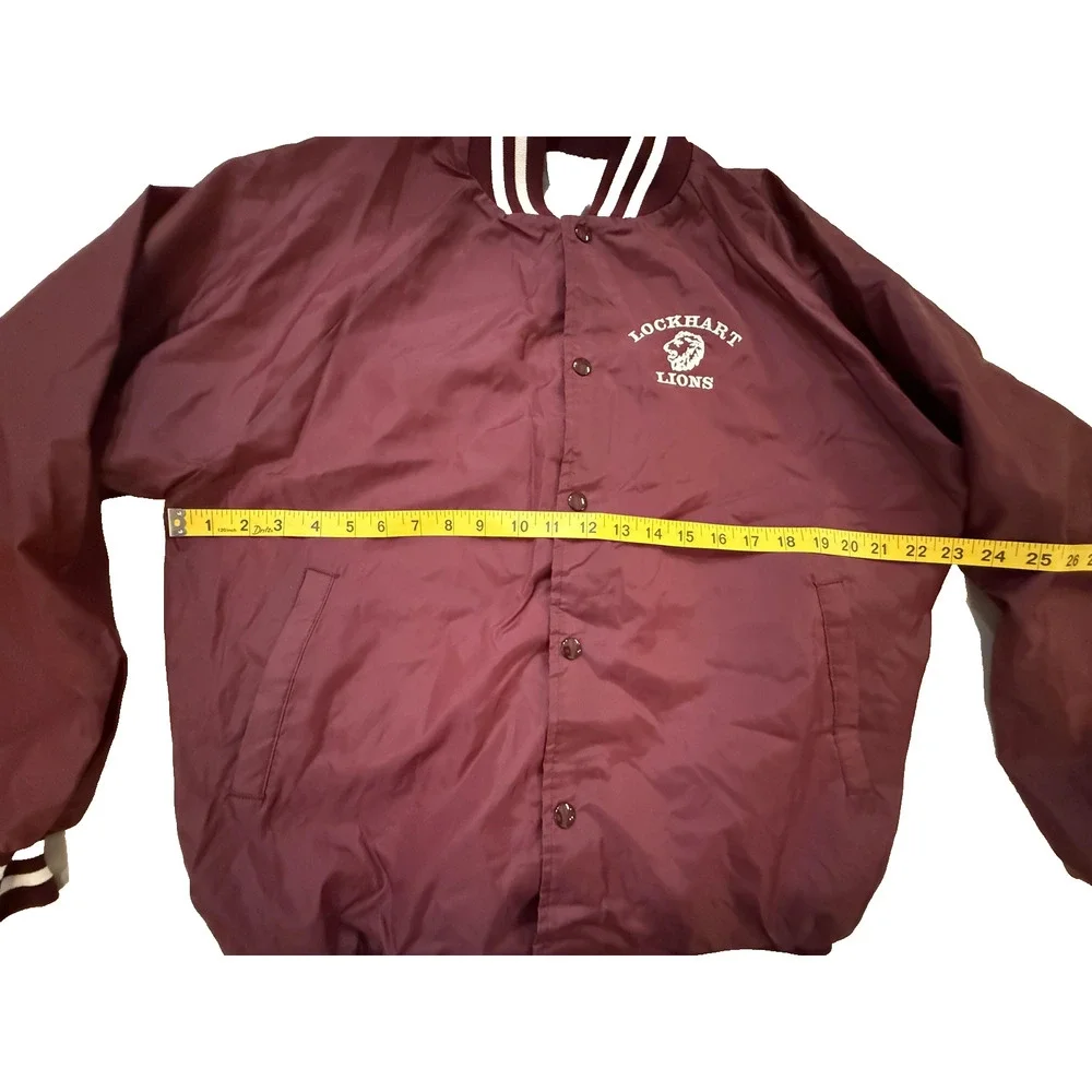 Vintage‎ 90s Bomber Jacket Mens Large Varsity Maroon Snap Front Made USA Texas